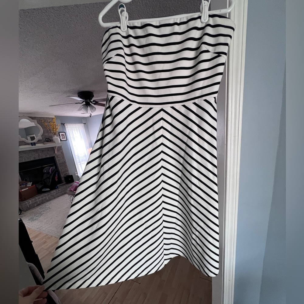 The Limited Black and White Strapless Dress